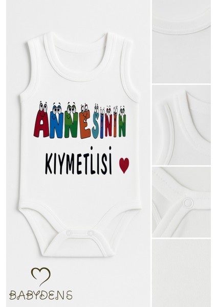 “annesinin Kıymetlisi” Yazılı Kolsuz Bebek Zıbın Pamuk Yazlık Body Sevimli Çıtçıtlı Bebek Body fiyatları