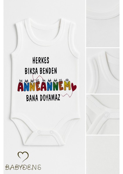 Anneannem Bana Doyamaz Yazılı Kolsuz Çıtçıtlı Body %100 Pamuk Hediyelik Yazlık Zıbın 0-3-24 Ay Tulum fiyatları