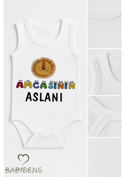 Amcasının Aslanı Yazılı Bebek Zıbın Kolsuz Çıtçıtlı Body Pamuk Hediyelik Bebek Body Tulum fiyatları