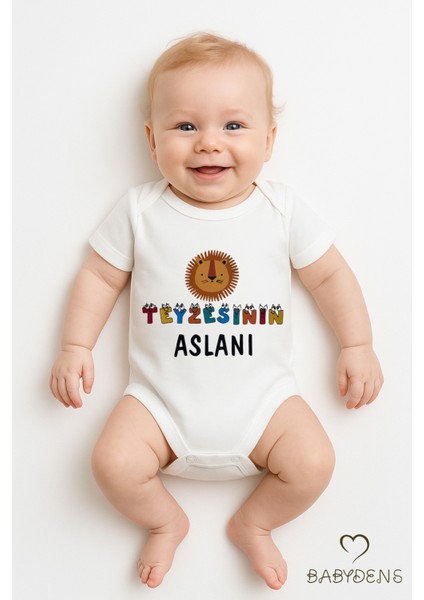 Teyzesinin Aslanı Yazılı Bebek Body | %100 Pamuk Çıtçıtlı Tulum Zıbın | Unisex 0-3-24 Ay
