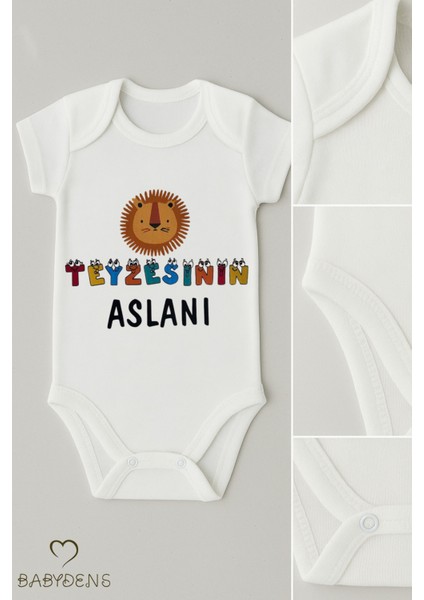 Teyzesinin Aslanı Yazılı Bebek Body | %100 Pamuk Çıtçıtlı Tulum Zıbın | Unisex 0-3-24 Ay fiyatları