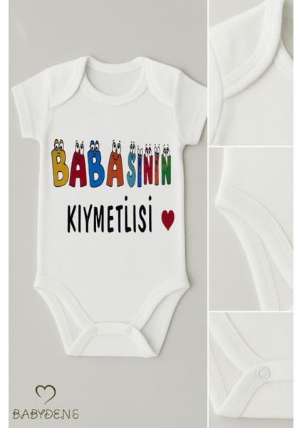 Babasının Kıymetlisi Yazılı Çıtçıtlı Bebek Body Tulum | Kısa Kollu %100 Pamuk Zıbın | 0-3 Ay - 24 Ay fırsatları