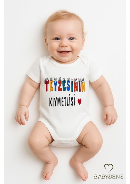 Teyzesinin Kıymetlisi Yazılı Bebek Body | %100 Pamuk Çıtçıtlı Tulum Zıbın | Kısa Kollu Unisex