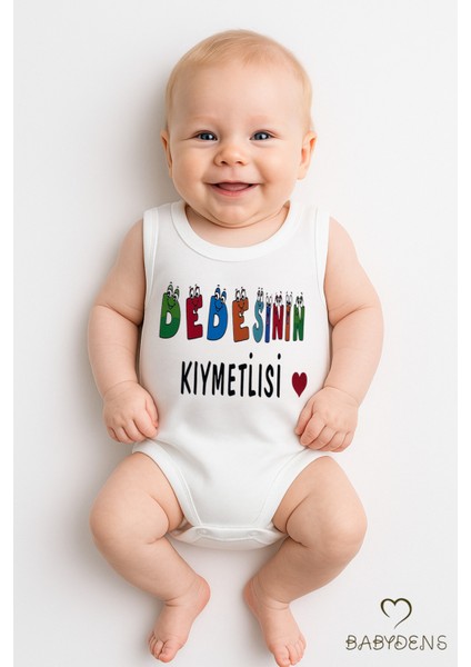 “dedesinin Kıymetlisi” Yazılı Kolsuz Bebek Body – %100 Pamuklu Yazlık Çıtçıtlı Zıbın Tulum 0-3-24 Ay
