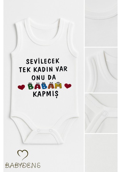 Sevilecek Tek Kadın Var Onu Da Babam Kapmış Yazılı Kolsuz Bebek Body %100PAMUK Yazlık Çıtçıtlı Zıbın fiyatları