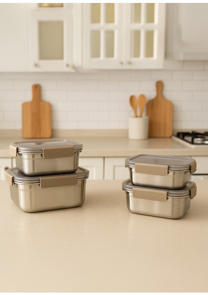 Locknlock Paslanmaz Çelik Fırın Saklama Kabı 4’lü Set ( Kilitli Kapaklı ) 310ML+520ML+700ML+1,0LT fiyatları
