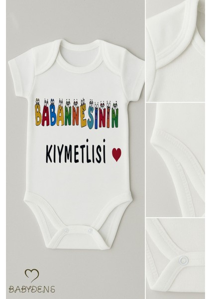 Babaannesinin Kıymetlisi Yazılı Çıtçıtlı Bebek Body Tulum | %100 Pamuk Kısa Kollu Zıbın | 0-3AY-24AY fiyatları