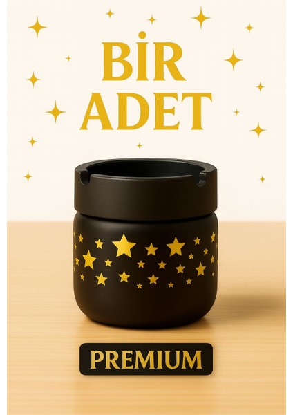 Büyük Boy 425 cc Cam Gövde Kokusuz Dumansız Yanmaz Plastik Kapaklı Dekoratif Şık Tasarım Küllük