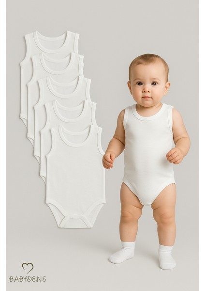 5’li Set Bebek Kolsuz Zıbın Pamuk | Beyaz Çıtçıtlı Atlet Body 0-24 Ay | Unisex Iç Giyim
