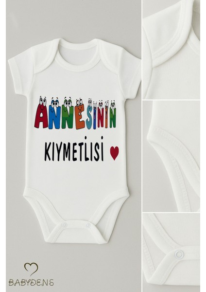 Annesinin Kıymetlisi Yazılı Çıtçıtlı Bebek Body Tulum | %100 Pamuk Kısa Kollu Zıbın | 0-3 Ay - 24 Ay fiyatları