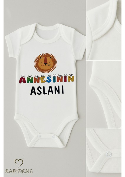Annesinin Aslanı Yazılı Çıtçıtlı Bebek Body Tulum | %100 Pamuk Kısa Kollu Zıbın | Erkek Bebek Body fiyatları
