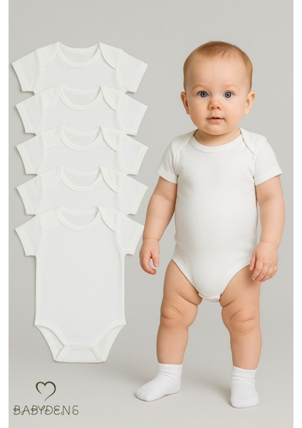 5’li Set Kısa Kollu Bebek Zıbın Pamuk Çıtçıtlı Body Beyaz Unisex Bebek Iç Giyim 03-24 Ay