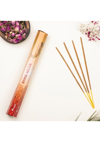 Gül & Musk Aromalı Premium Çubuk Tütsü: