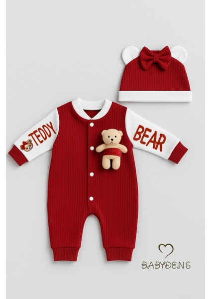 Teddy Bear Temalı Yenidoğan Fitilli Tulum Takımı Ayıcıklı Kız Bebek Tulum Şapka Set %100 Pamuk fiyatları