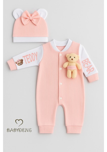 Teddy Bear Temalı Yenidoğan Fitilli Tulum Takımı Ayıcıklı Kız Bebek Tulum Şapka Set Pamuk indirimleri