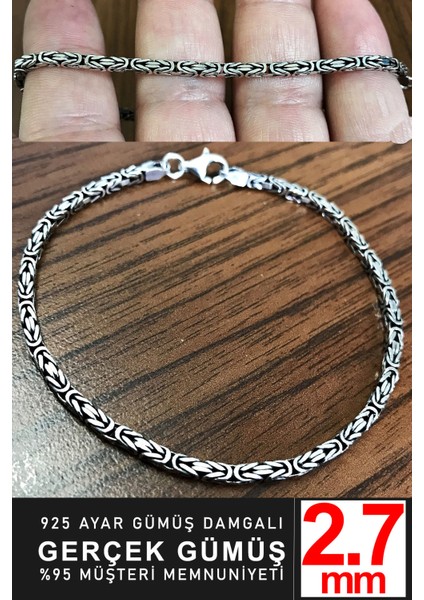 925 Ayar Gümüş Erkek Kare Kral Zincir Bileklik Künye Erkeğe Sevgiliye Hediye MSB15