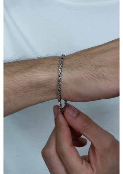 925 Ayar Gümüş Erkek Kare Kral Zincir Bileklik Künye Erkeğe Sevgiliye Hediye MSB15 indirimleri