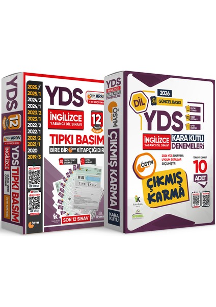 2025 YDS İngilizce ÖSYM Çıkmış Sorular 12’li Tıpkı Basım ve Çıkmış Karma 10'lu Deneme 2’li Set