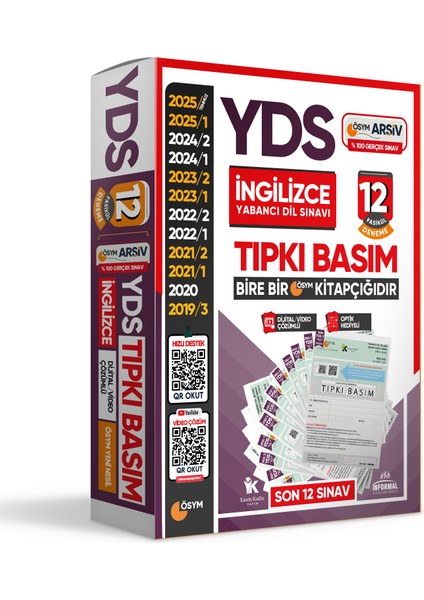 2025 YDS İngilizce ÖSYM Çıkmış Sorular 12’li Tıpkı Basım ve Çıkmış Karma 10'lu Deneme 2’li Set fırsatları