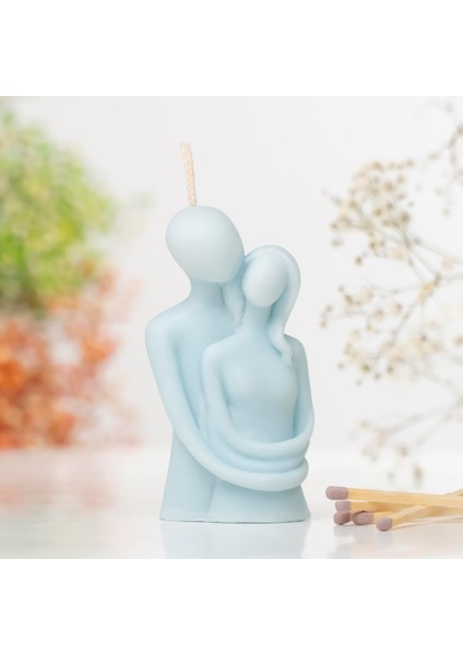 Sarılan Çift Temalı Vegan Soya Mum