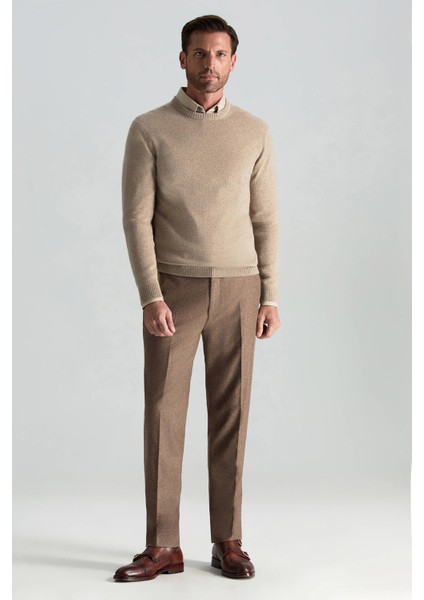 Saf Kaşmir Bisiklet Yaka Camel Kazak fiyatları