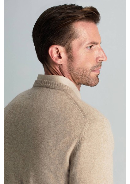 Saf Kaşmir Bisiklet Yaka Camel Kazak fırsatları