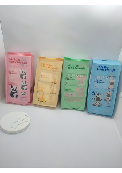 Sevimli Hayvan Temalı Mini Cep Islak Mendili(4 Paket)