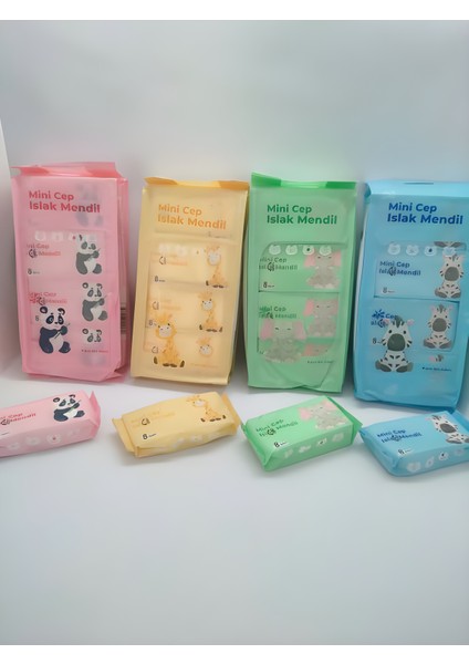 Sevimli Hayvan Temalı Mini Cep Islak Mendili(4 Paket) fiyatları