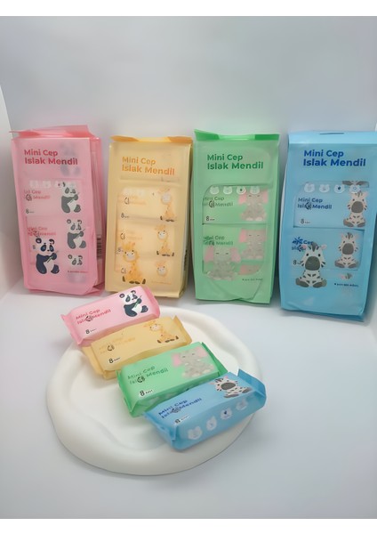 Sevimli Hayvan Temalı Mini Cep Islak Mendili(4 Paket) modelleri