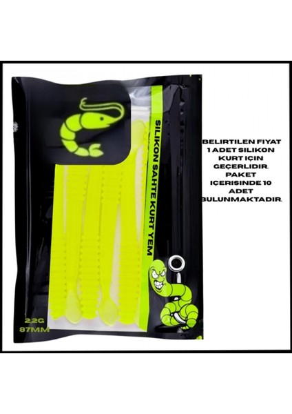 Uyguna-Yakala 2,2g 87MM - Yeşil- Uv Boyalı Silikon Sahte Kurt Yem -1041-FLG