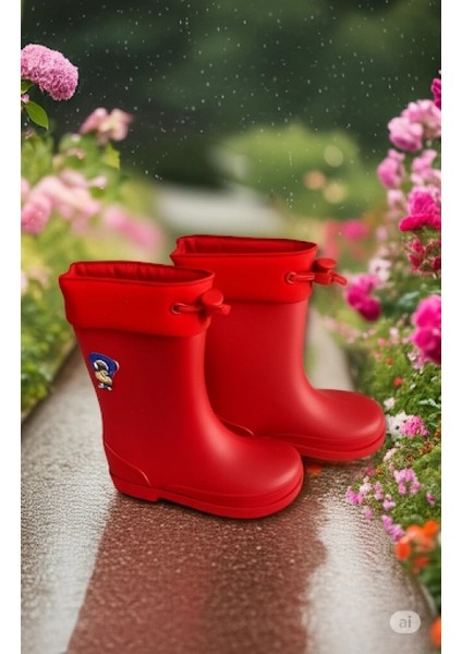 Konçlu Erkek Çocuk Yağmur Çizmesi 26-35 Kırmızı fiyatları