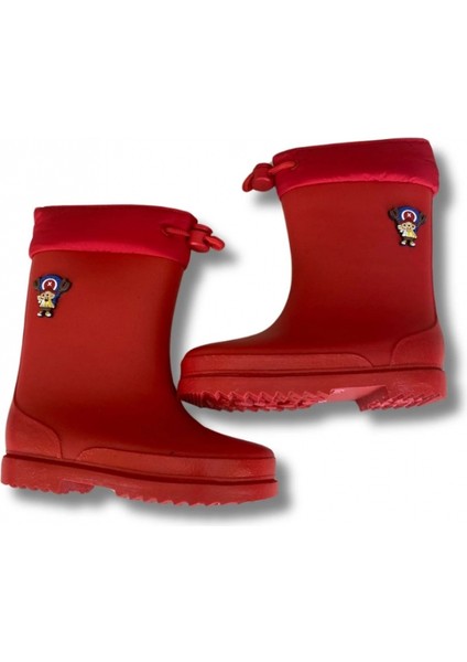 Konçlu Erkek Çocuk Yağmur Çizmesi 26-35 Kırmızı fırsatları