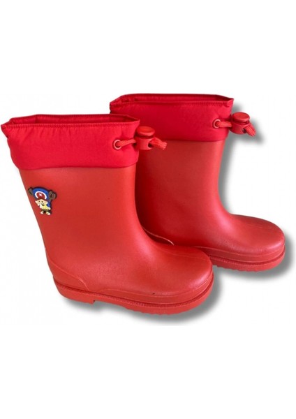 Konçlu Erkek Çocuk Yağmur Çizmesi 26-35 Kırmızı indirimleri