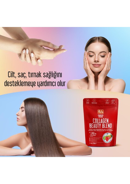 Beauty Blend 100 G, Dondurularak Kurutulmuş Meyve Tozu, Kolajen, Inülin, Yüksek Lif, Manganez