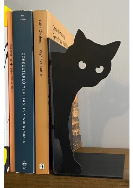 Kedi Figürlü Dekoratif Metal Kitap Tutucu Kitap Desteği Ev ve Ofis Aksesuar modelleri