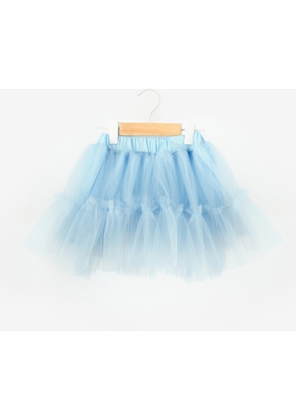 Mavi Üzeri Pul Detaylı Tül Etekli İkili Takım - Freya