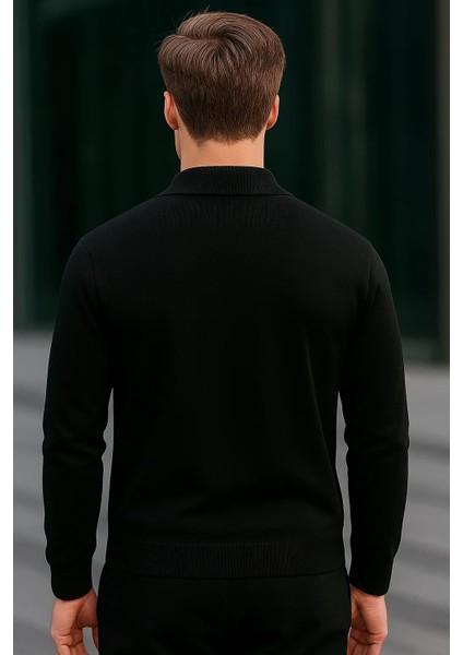 Erkek Yarım Fermuarlı Basic Kışlık Siyah Sweatshirt indirimleri