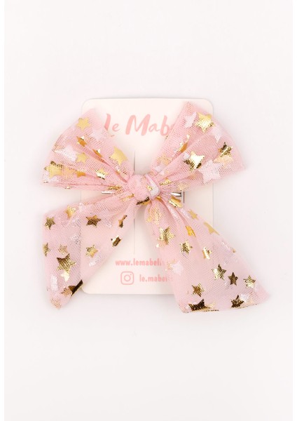 Pudra Yıldız Baskılı Tül Kız Çocuk Klips Toka modelleri