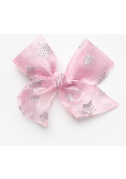 Pembe Yıldız Desenli Organze Kız Çocuk Klips Toka fiyatları