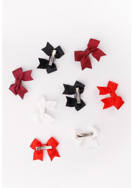 Çok Renkli Kırmızı Tonları 8'li Kurdele Fiyonk Klips Toka Set fırsatları