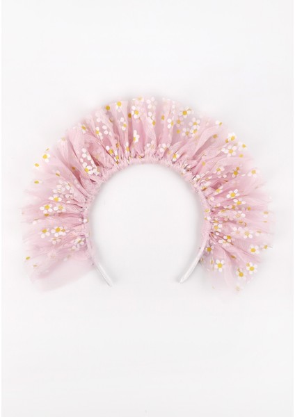 Pembe Üzeri Papatyalı Kız Çocuk Tül Taç modelleri