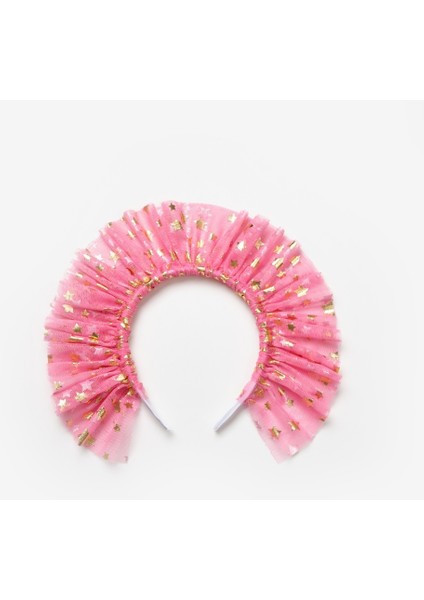 Fuşya Üzeri Yıldızlı Kız Çocuk Tül Taç fiyatları