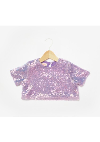 Lila Üzeri Pul Detaylı Tül Etekli İkili Takım - Freya