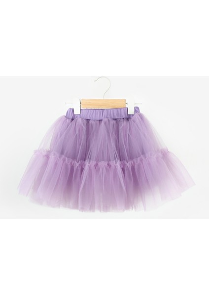 Lila Üzeri Pul Detaylı Tül Etekli İkili Takım - Freya