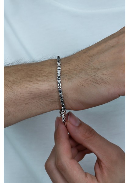 925 Ayar Gümüş Erkek Kare Kral Zincir Bileklik Künye Erkeğe Sevgiliye Hediye MSB15 fırsatları