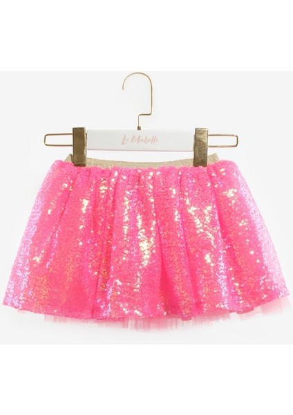 Fuşya Üzeri Pullu Kız Çocuk Etek - Gracie