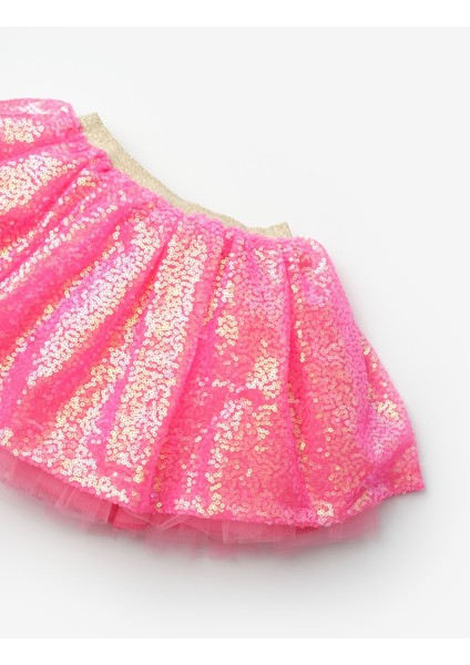 Fuşya Üzeri Pullu Kız Çocuk Etek - Gracie