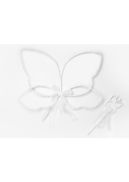 Beyaz Pullu 2'li Kelebek Kanat Asa Set indirimleri