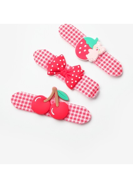 Kırmızı Ekoseli Figürlü 3'lü Kız Çocuk Toka Set indirimleri