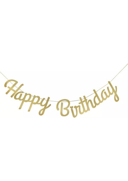 Happy Birthday Banner - Gold indirimleri